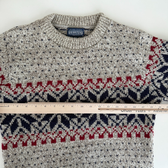Vintage Lands End Sweater Men Small Fair Isle Wool Knit Nordic Ski Fisherman - Picture 7 of 8